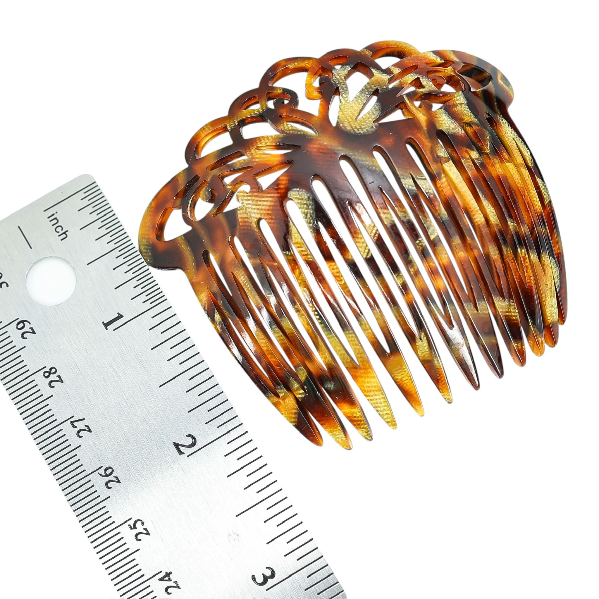 France Luxe Handmade Acetate Ornate Cut-Out Hair Comb - Faux Tortoise Shell - Brown image 6