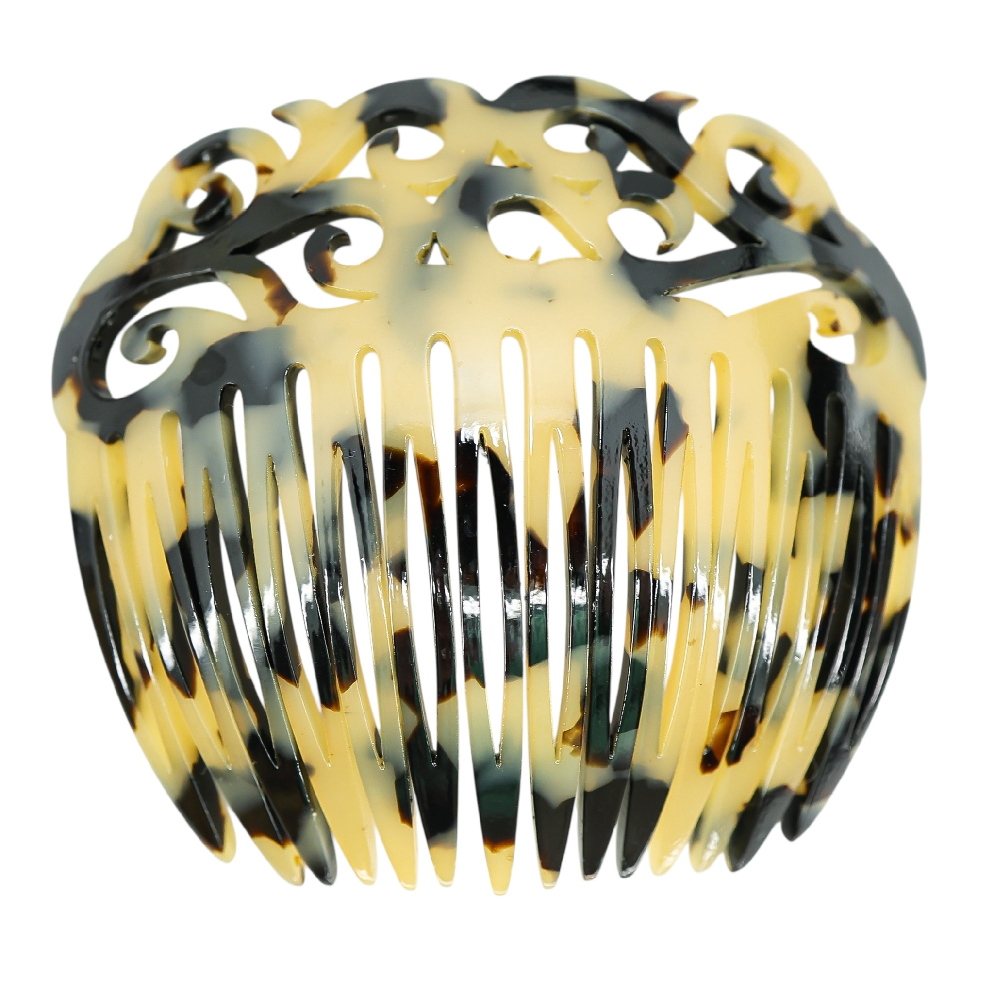 France Luxe Handmade Acetate Ornate Cut-Out Hair Comb - Faux Tortoise Shell - Tokyo Blonde