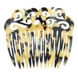 France Luxe Handmade Acetate Ornate Cut-Out Hair Comb - Faux Tortoise Shell - Tokyo Blonde – Estate Find