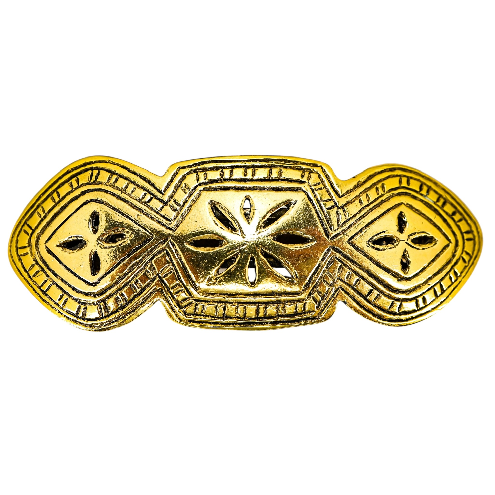 Vintage Scooter Paris Sculptural Gold-Tone Barrette - French Etruscan Revival Design ~4”