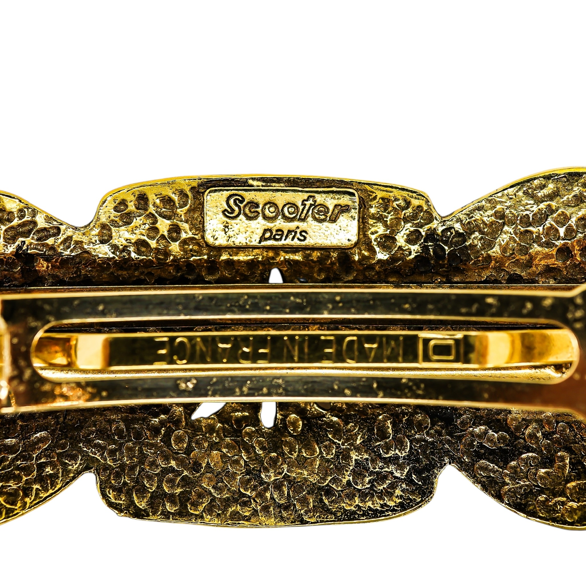 Vintage Scooter Paris Sculptural Gold-Tone Barrette - French Etruscan Revival Design ~4” image 5