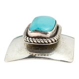 Native American Navajo Artie Yellowhorse Sterling Silver Turquoise Pendant Signed